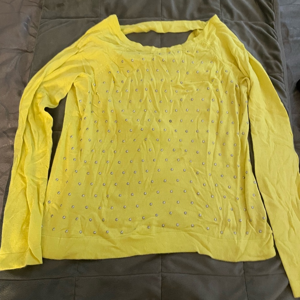 Jennifer Lopez yellow studded sweater. Size small.